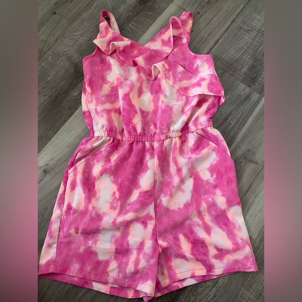 Wonder Nation Pink and White Tie-Dye Kids Romper